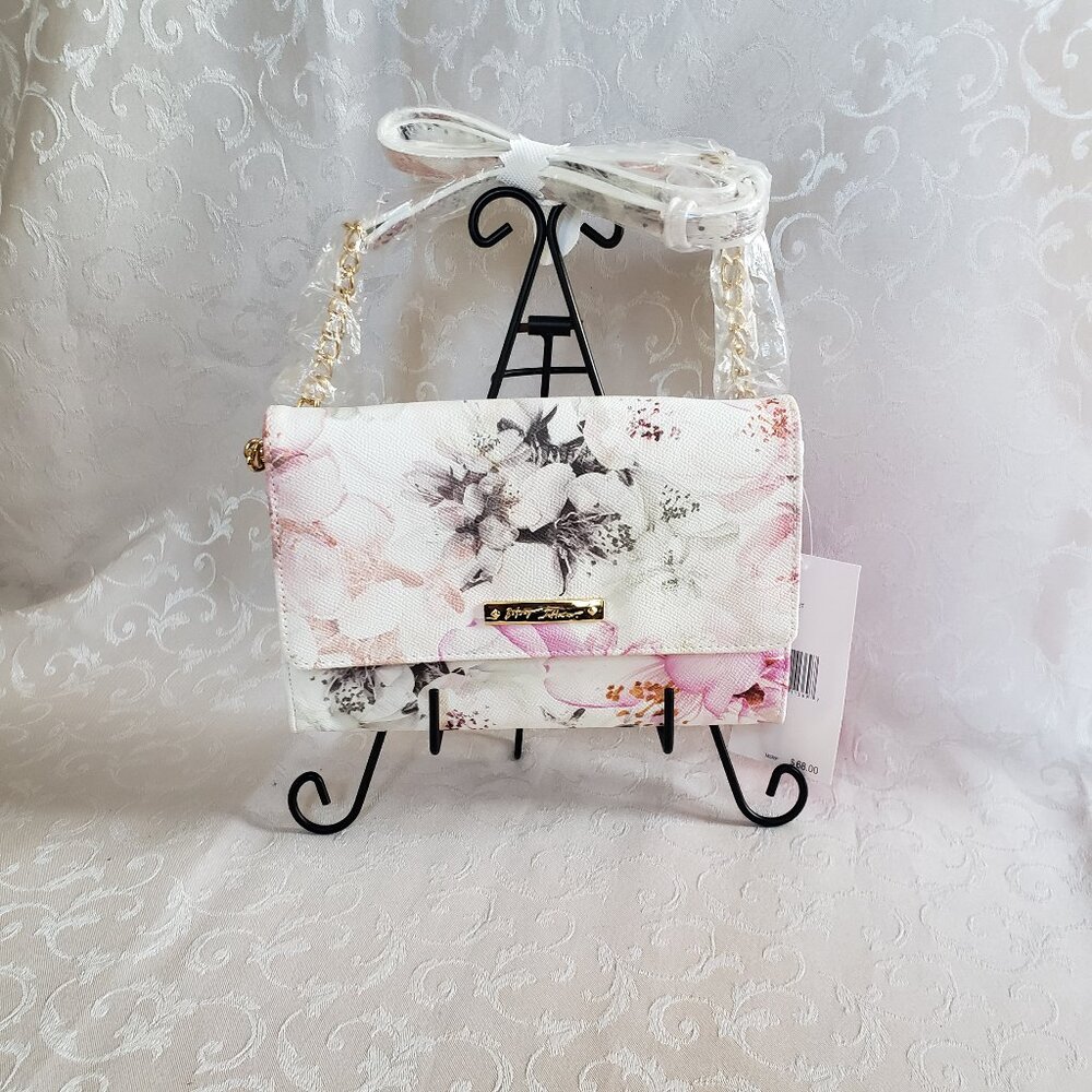 BETSEY JOHNSON Cherri Wht XOSAM floral shoulder crossbody bag - Picture 2 of 8